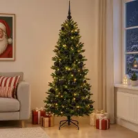 Syfax Árbol de Navidad artificial con bolas 210 cm 300 LED