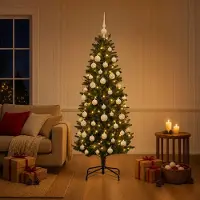 Syfax Árbol de Navidad artificial con bolas 120 cm 150 LED