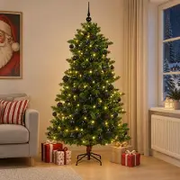 Syfax Árbol de Navidad Artificial con Adorno 210 cm 300 LED