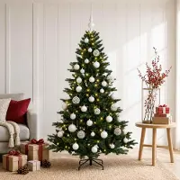 Syfax Árbol de Navidad artificial con bolas 120 cm 150 LED