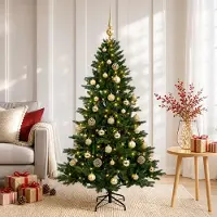 Syfax Árbol de Navidad artificial con bolas 120 cm 150 LED
