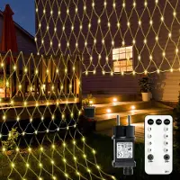 OEM Red de luces LED de 3 x 2 metros, con 216 LEDs de luz blanca cálida, 8 modos y temporizador