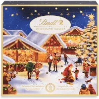 Merkloos Calendario de adviento de chocolate - 115 g - Edición Navidad 2024 - Modelo de mesa Mercado de Navidad - Para el tiempo de adviento