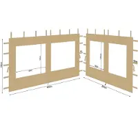 Merkloos Juego de 2 paneles laterales con ventana para pabellón de 3x4 metros, color beige