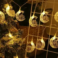 OEM Guirnalda decorativa para el Ramadán, 3 metros, 20 LEDs, diseño de luna y estrellas, luz blanca cálida