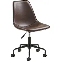 Kendra Home Monaco - Silla de oficina giratoria de polipiel marrón oscuro con patas negras