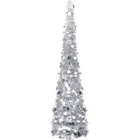 The Living Store : Árbol de Navidad artificial tipo "pop-up", color plateado, 180 cm, material: PET