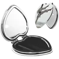 Merkloos Espejo de maquillaje plegable con forma de corazón y aumento