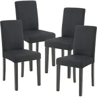 En.casa Juego de 4 sillas de comedor "Hamburgo", tapizadas en tela, con patas de madera, color