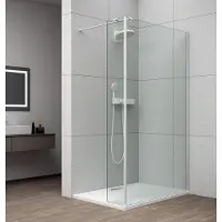 Polysan Mampara de ducha ESCA WHITE MATT para montaje en pared, de 800 mm de ancho, que incluye un panel de vidrio adicional de 285 mm, de vidrio transparente