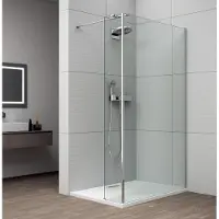 Polysan Mampara de ducha ESCA CHROM para montaje en pared, con un ancho de 800 mm, que incluye una pieza de vidrio adicional de 285 mm, fabricada en vidrio transparente