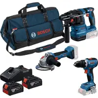 Bosch Kit 0615A50094 (GSR 18V-65 + GWS 18V-8 + GBH 18V-22 + 2 x 4,0Ah + GAL18V-40 + Bolsa)