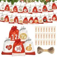 Merkloos 24 bolsas navideñas: calendario de adviento para rellenar