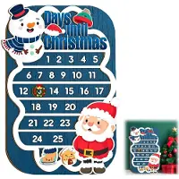 Merkloos Calendario de Adviento de madera con motivos de muñeco de nieve y Papá Noel
