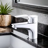 Merkloos Grifo mezclador para baño con cartucho de 40 mm y desagüe