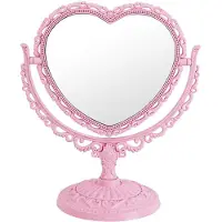Merkloos Espejo de maquillaje con forma de corazón y aumento de 3x