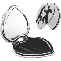 Merkloos Espejo de maquillaje plegable con forma de corazón y aumento