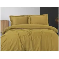 L'essentiel Maison , Elegant - Mostaza, Juego de sábanas de satén para cama king size (FR), 100% satén de algodón, 240 x 220 cm