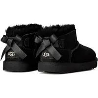 Ugg unisex para niños. 1185920K Botines piel Ultra Mini Bailey Bow negro (32.5), Plano, Ante, Velcro, Casual, moda infantil, outlet 2026