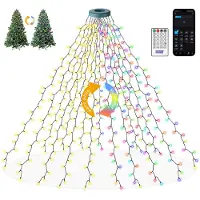 OEM Guirnalda de luces para árbol de Navidad, 2 metros, 400 LEDs, 16 cadenas, 8 modos, RGB