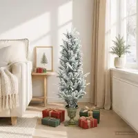 Syfax Mini árbol de Navidad nevado 120 cm PVC y PE Verde y blanco