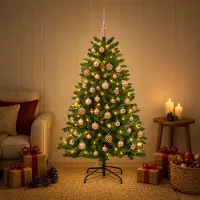 Syfax Árbol de Navidad artificial verde medio con bolas 150 cm