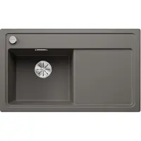 OEM Fregadero de Silgranit, 860x510 mm, color gris volcánico, con un lavabo situado a la izquierda e incluye un sistema de control remoto para el desagüe