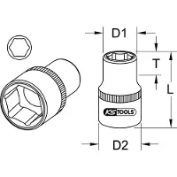 Ks Tools Llave de vaso hexagonal de 1/4 de pulgada, 5/16 de pulgada