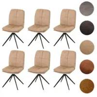 Mendler Juego de 6 sillas de comedor modelo HWC-M68, sillas de cocina con respaldo, giratorias, con ajuste automático de posición, estructura de metal, tapizadas en tela/textil, color beige