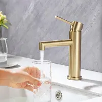Merkloos Grifo mezclador dorado para baño, de una sola palanca