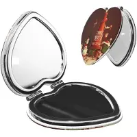 Merkloos Espejo de maquillaje plegable en forma de corazón con aumento