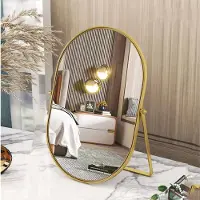 Merkloos Espejo de maquillaje Ovalen con rotación ajustable, color dorado