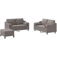 vidaXL Juego de 3 sofás con cojines, color taupe, tapizados en tela
