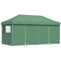 vidaXL Tienda de campaña plegable tipo pop-up para fiestas, con 4 paneles laterales, color verde