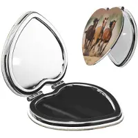 Merkloos Espejo de maquillaje plegable con forma de corazón
