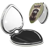 Merkloos Espejo de maquillaje plegable con forma de corazón y aumento