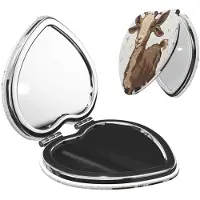 Merkloos Espejo de maquillaje plegable en forma de corazón con aumento