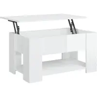 Merkloos Mesa de centro con altura ajustable, en blanco brillante