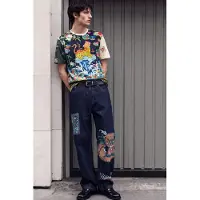 Desigual Camiseta azul / naranja / negro / blanco lana