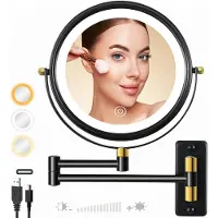 OEM Espejo de maquillaje con luz, aumento de 1X/10X, 20 cm (8 pulgadas), color y dorado
