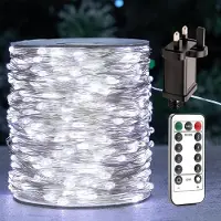 OEM Cadena de luces de 660 pies, 2000 LEDs, luz blanca fría, cable plateado, clasificación IP44, con control remoto