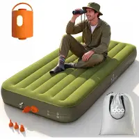 OEM Colchón inflable con bomba, 203x99x25 cm, color azul, para 1 persona