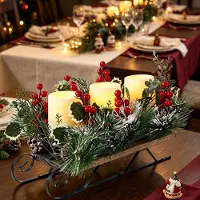 OEM Decoración navideña para la mesa: trineo con velas LED, 38 cm