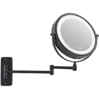 OEM Espejo de pared iluminado, con acabado en cromo negro, aumento de 5x, 32,5 cm