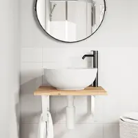 Merkloos Lavabo de acero con encimera de madera de acacia
