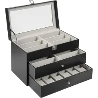 OEM Caja de almacenamiento para gafas y relojes, de 3 niveles, con diseño de cerradura, color