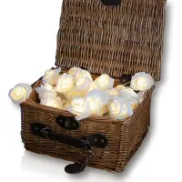 OEM Guirnalda de luces con 30 LEDs, alimentada por batería, con forma de rosas blancas