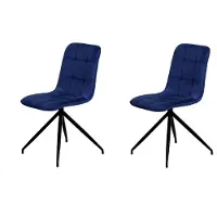 Dripio Silla de comedor, tapizada en terciopelo azul índigo, 46x57x88 cm, patas de metal negras