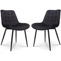 Dripio Conjunto de 2 sillas de estilo escandinavo, con tapicería de tela, patas de metal negras, dimensiones: 54x61x84 cm