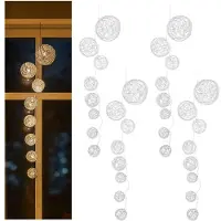 OEM Conjunto de luces LED con 4 cadenas, 8 bolas cada una, luz blanca cálida, con temporizador, funciona con pilas